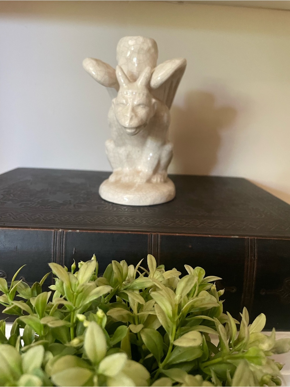 Vintage Cream Colored Gargoyle CandleHolder
